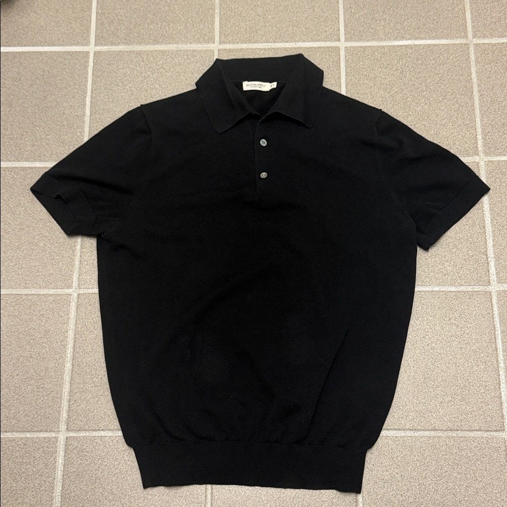 SUITSUPPLY Cotton and Silk Black Polo Shirt